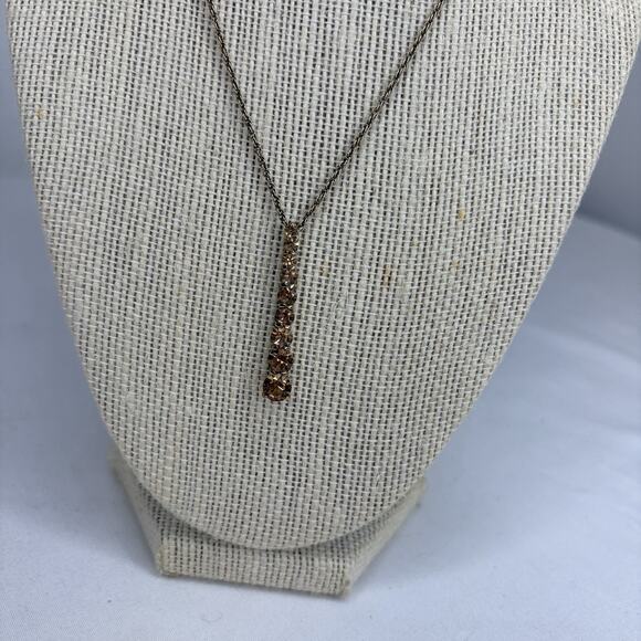 Vintage Monet Gold tone Twisted Chain With Graduated Rhinestone Pendant, Glam - Picture 2 of 8